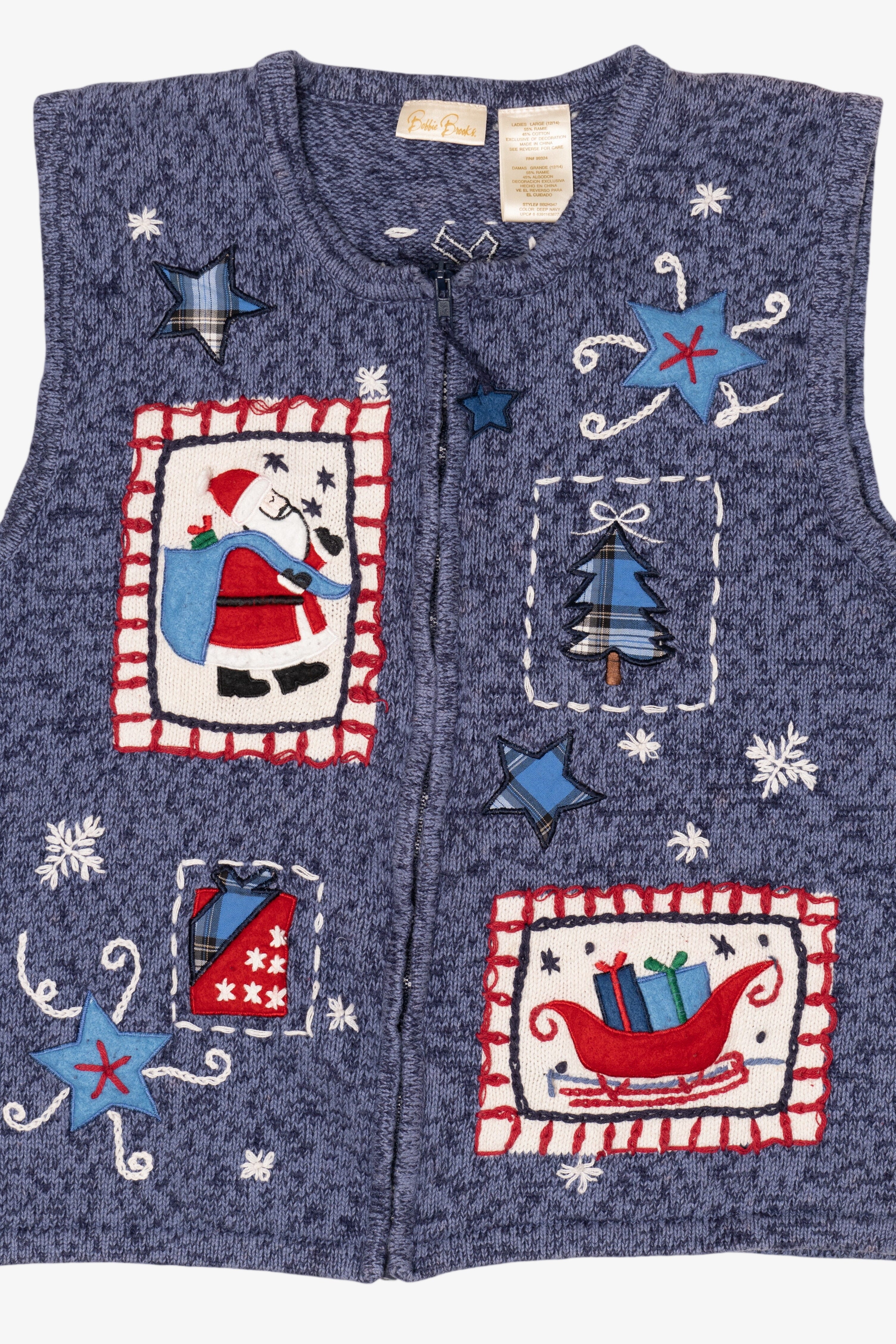 Vintage Blue Bobbie Brooks Ugly Christmas Vest (1990s)