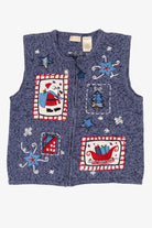 Vintage Blue Bobbie Brooks Ugly Christmas Vest (1990s)