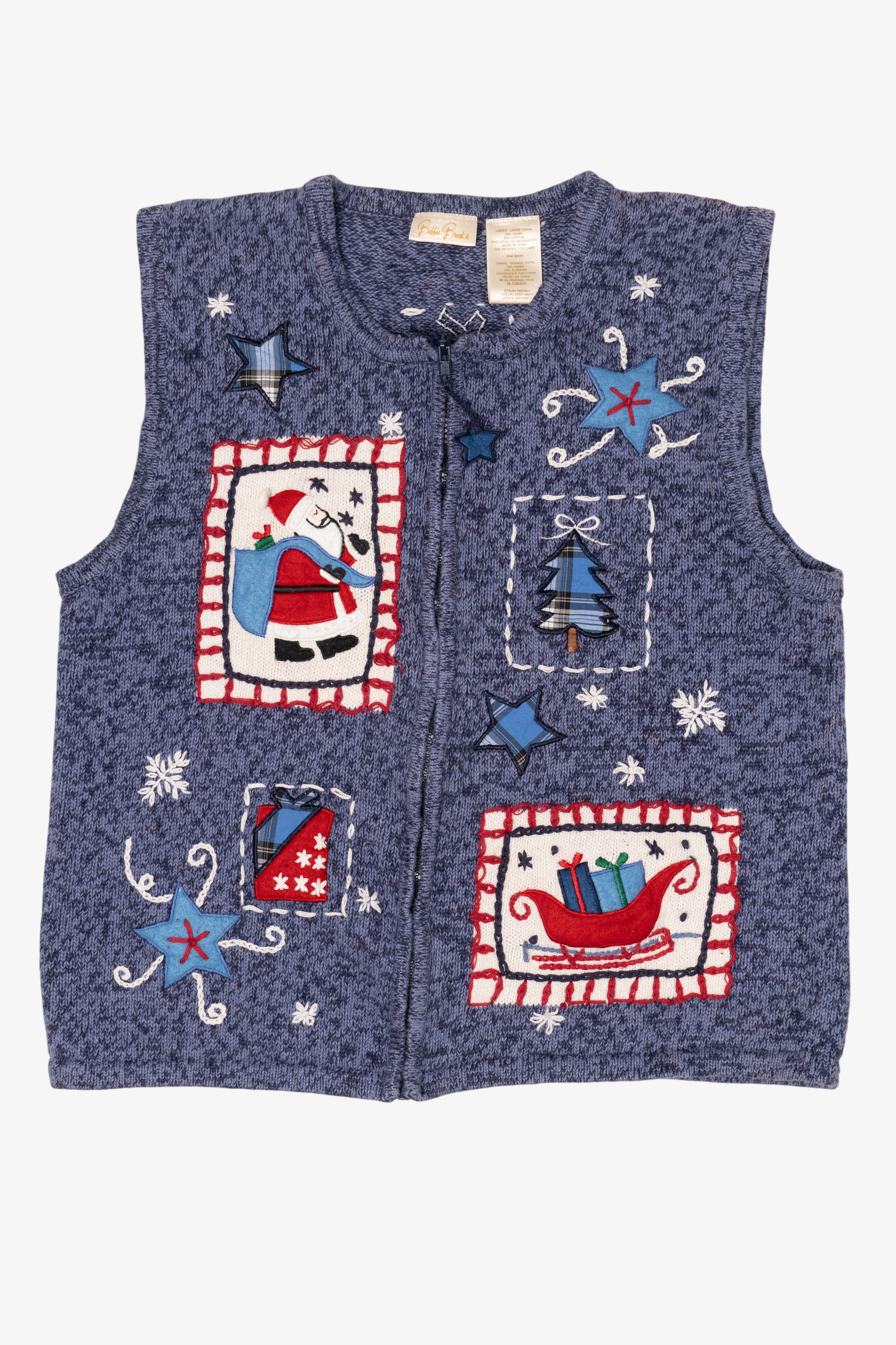 Vintage Blue Bobbie Brooks Ugly Christmas Vest (1990s)
