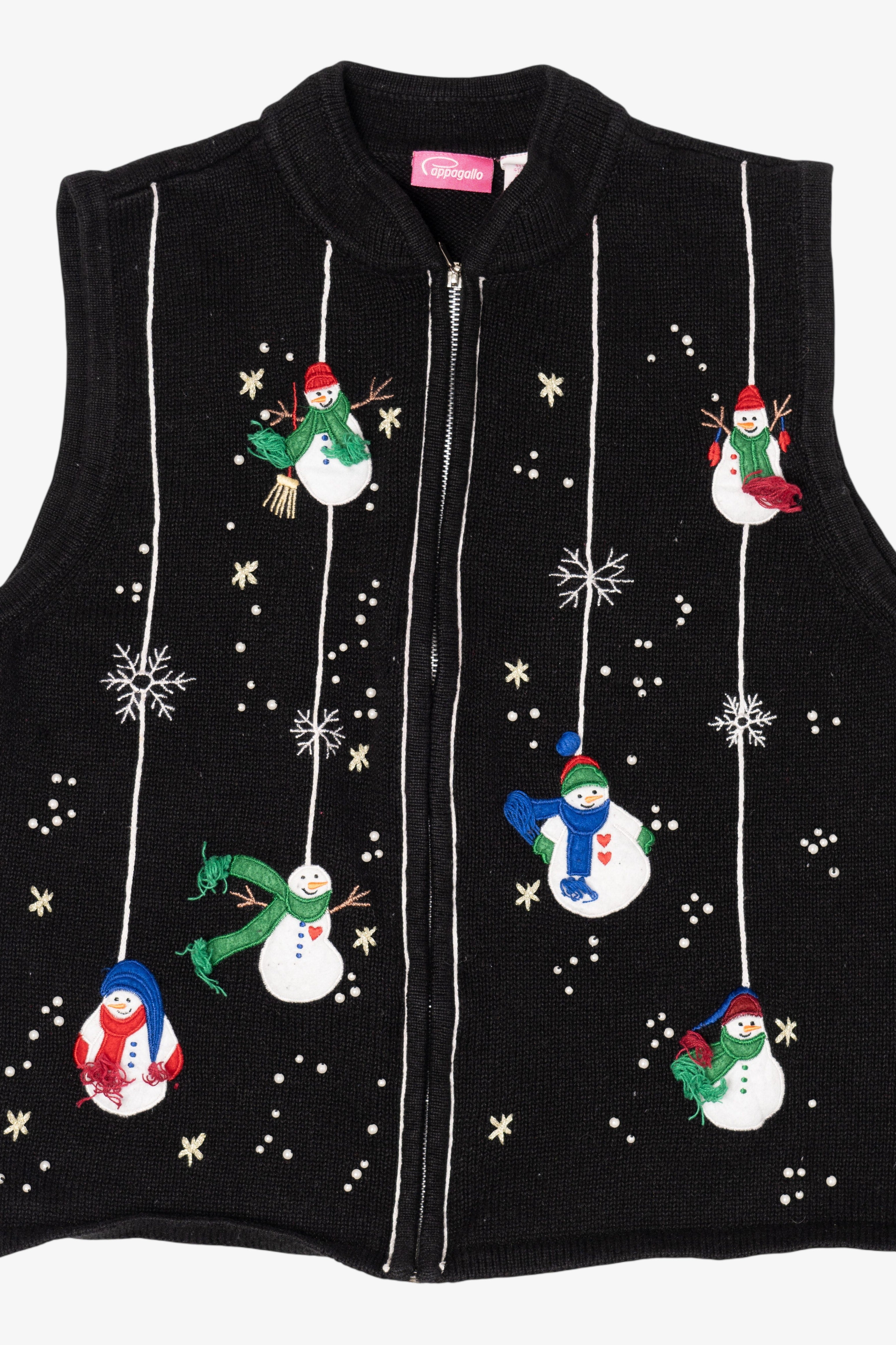 Vintage Black Cappagallo Snowmen Ugly Christmas Vest (1990s)