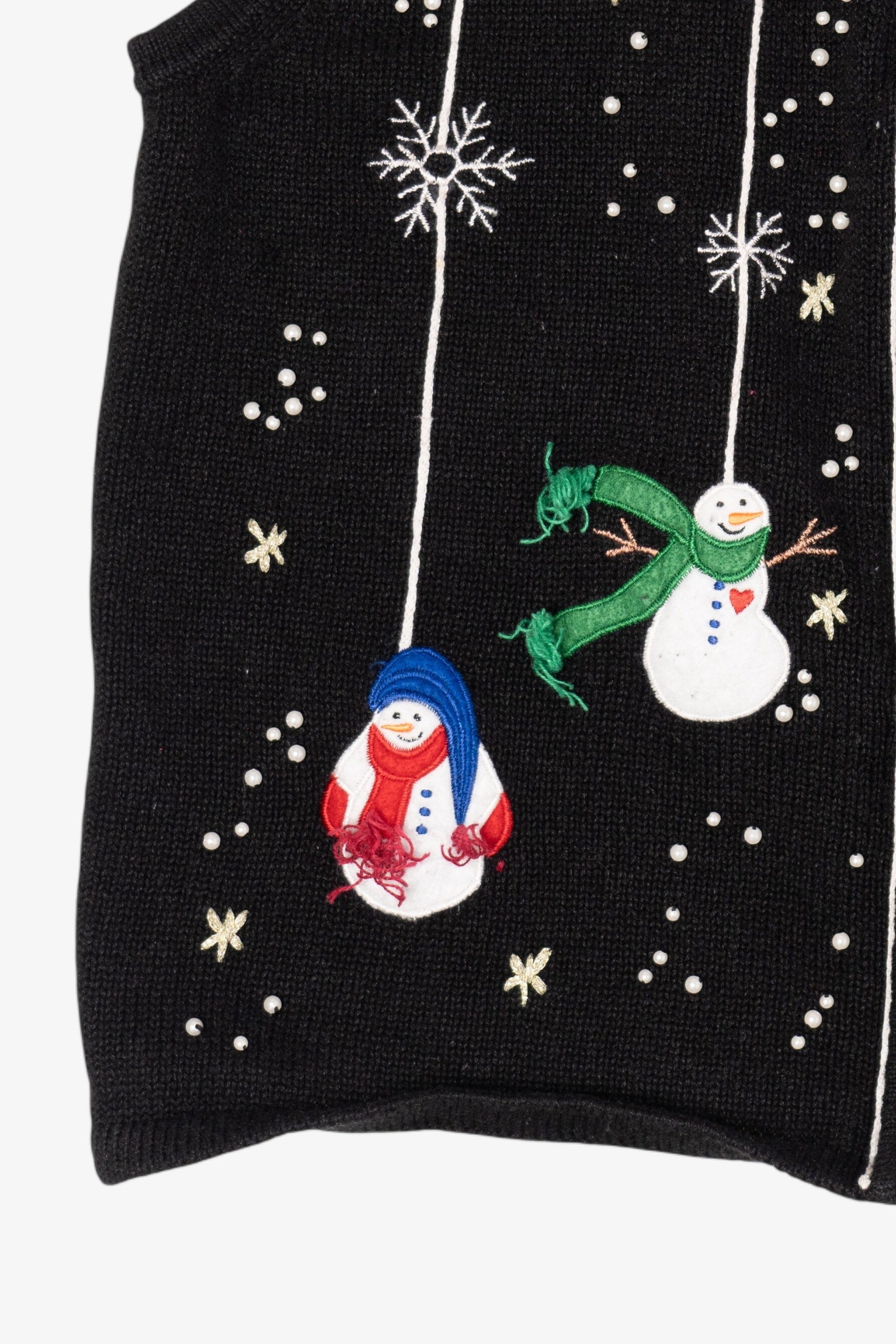 Vintage Black Cappagallo Snowmen Ugly Christmas Vest (1990s)