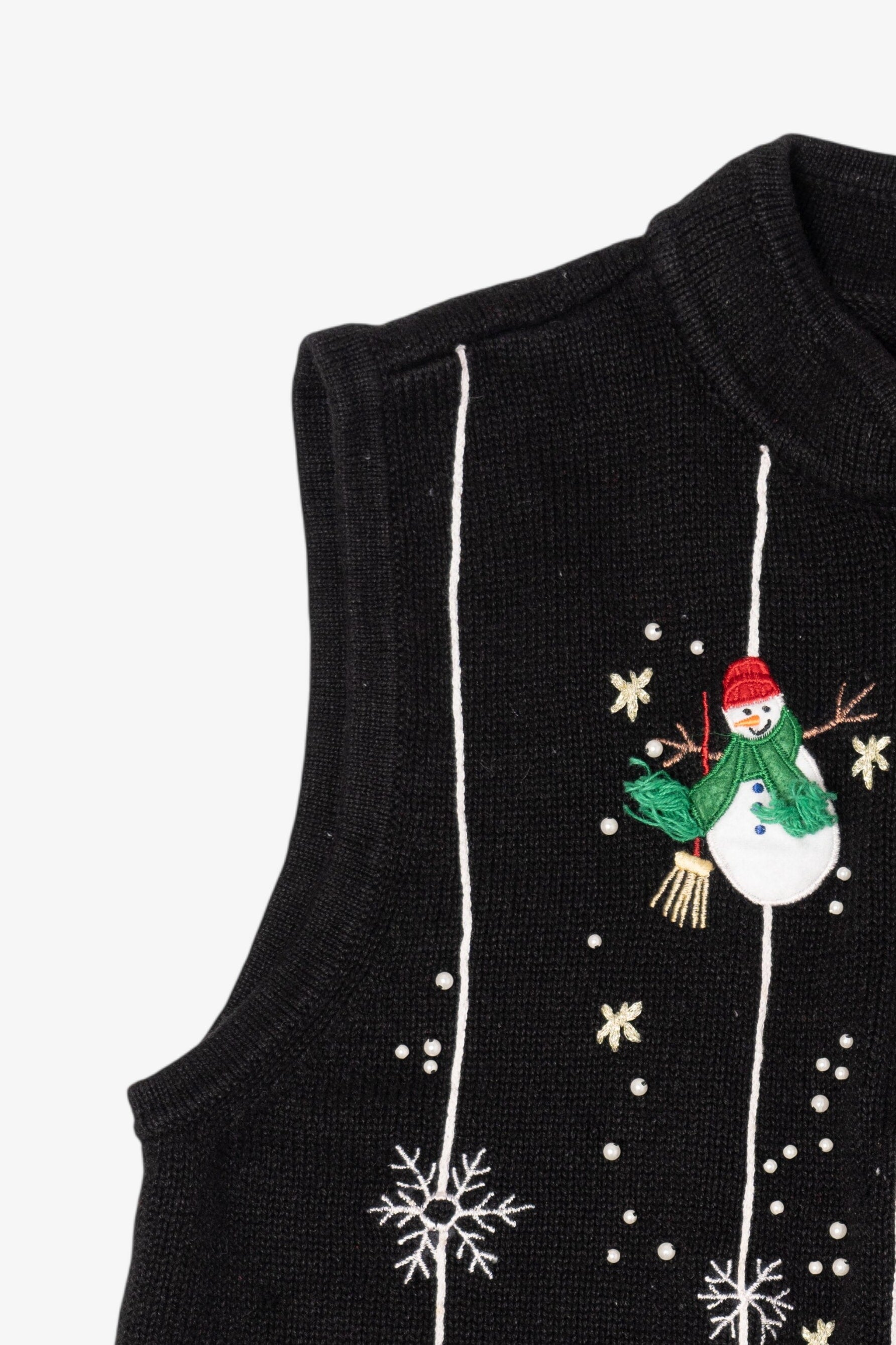 Vintage Black Cappagallo Snowmen Ugly Christmas Vest (1990s)