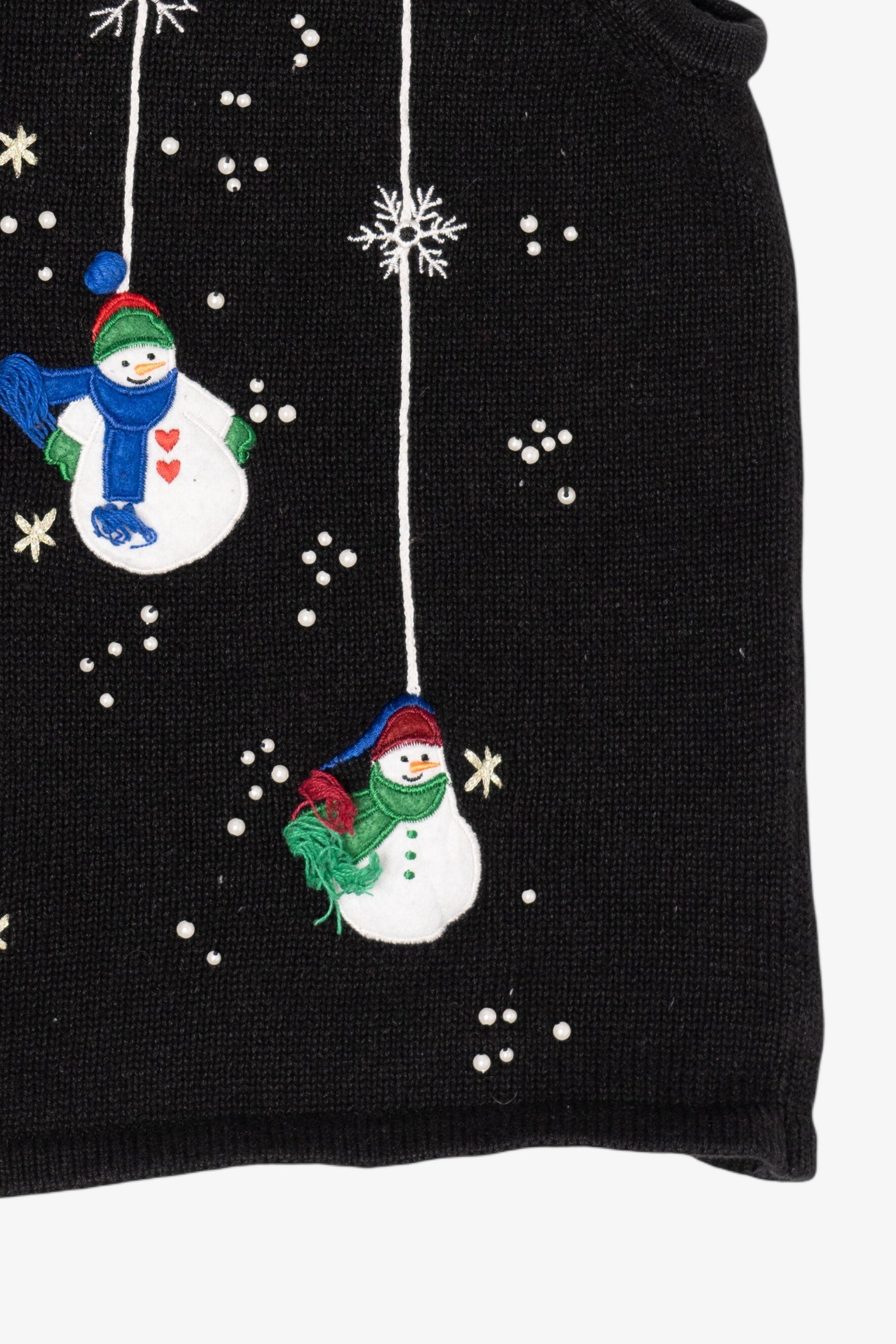 Vintage Black Cappagallo Snowmen Ugly Christmas Vest (1990s)