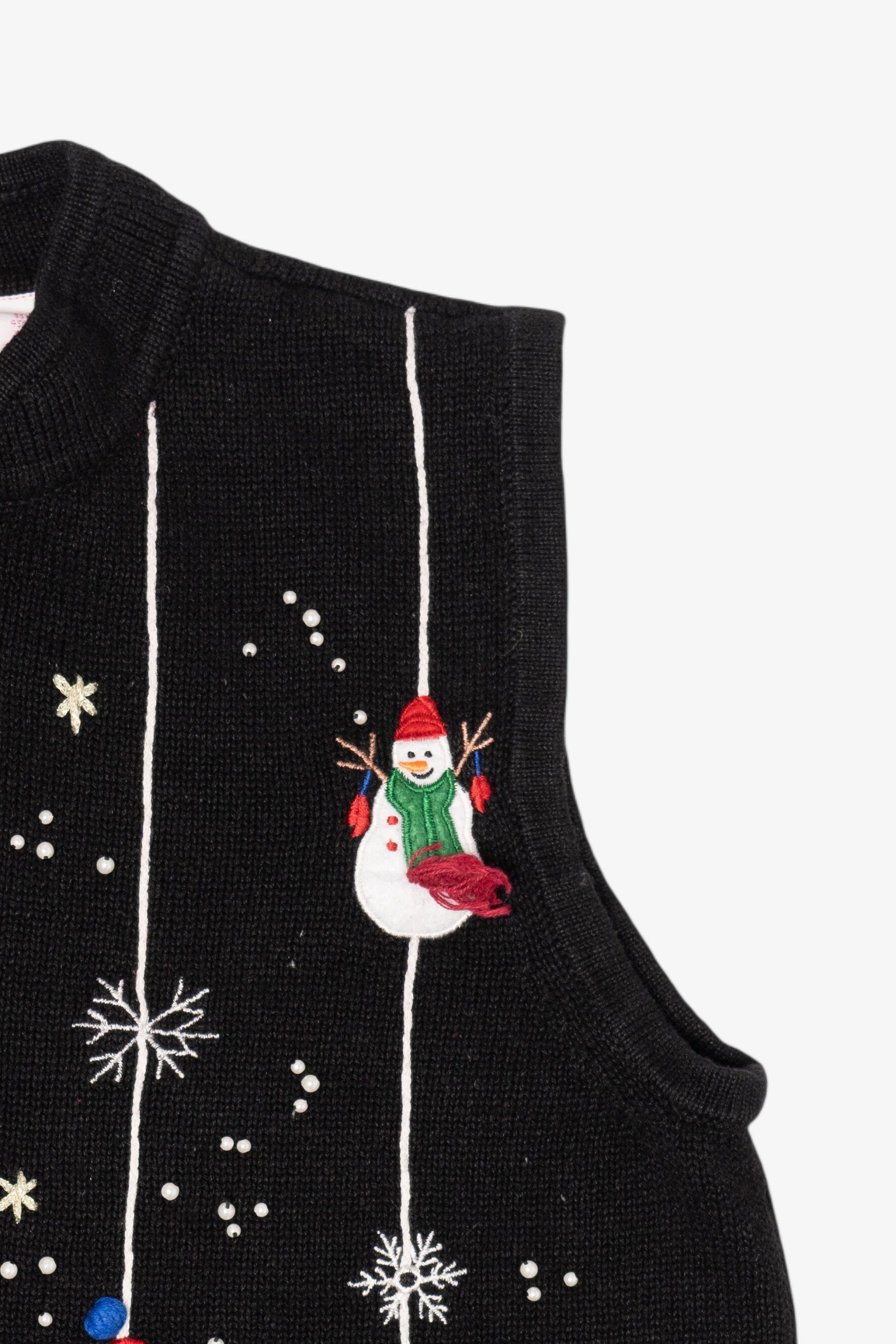 Vintage Black Cappagallo Snowmen Ugly Christmas Vest (1990s)