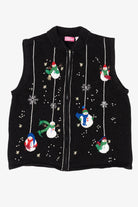 Vintage Black Cappagallo Snowmen Ugly Christmas Vest (1990s)
