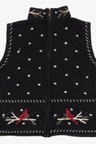 Vintage Hand Embroidered Black Christopher & Banks Cardinals Ugly Christmas Vest (1990s)