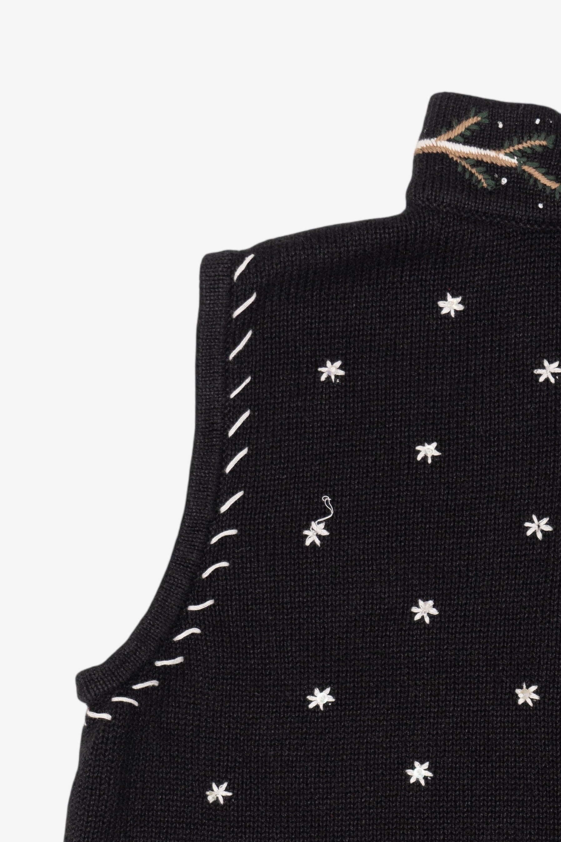 Vintage Hand Embroidered Black Christopher & Banks Cardinals Ugly Christmas Vest (1990s)