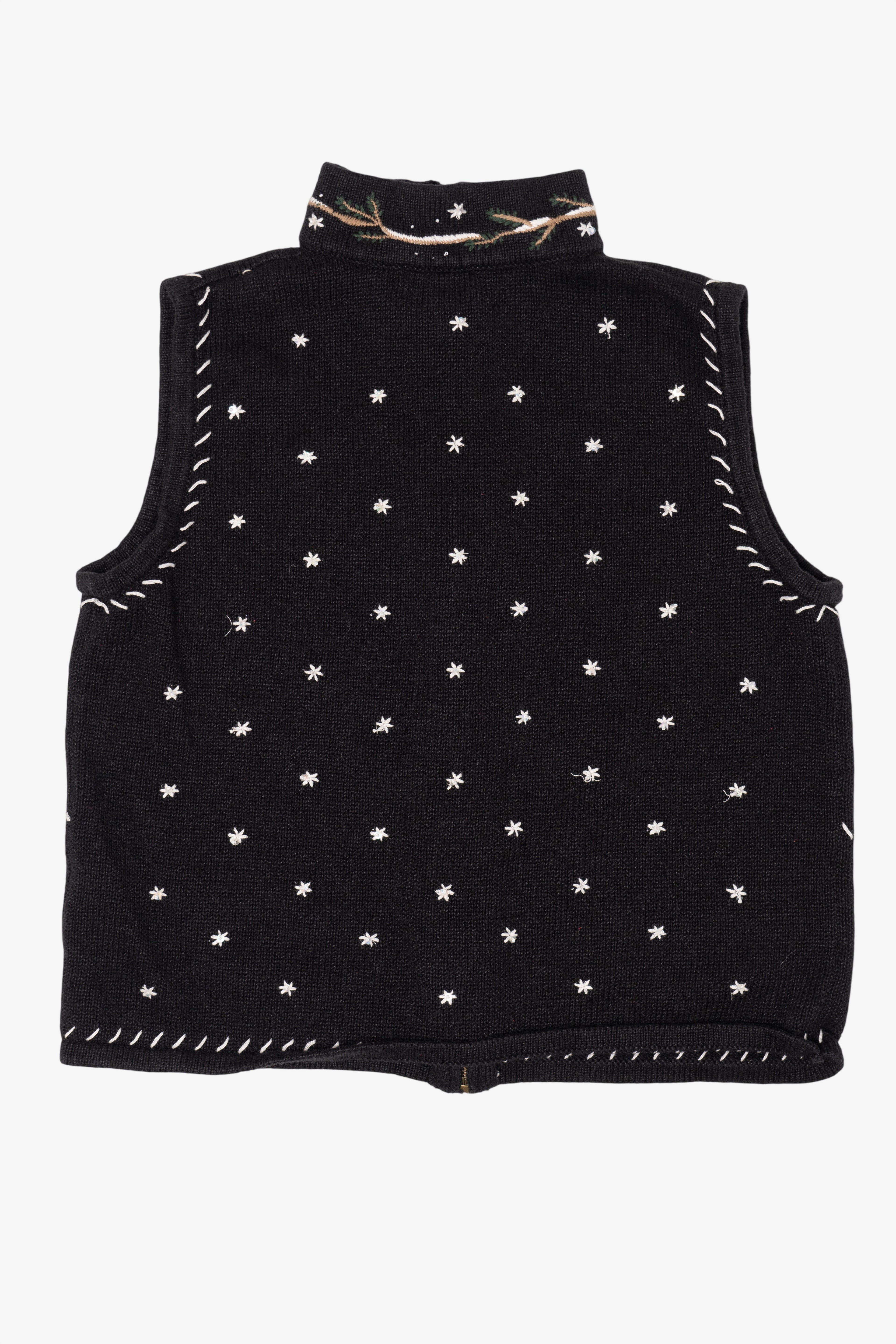 Vintage Hand Embroidered Black Christopher & Banks Cardinals Ugly Christmas Vest (1990s)