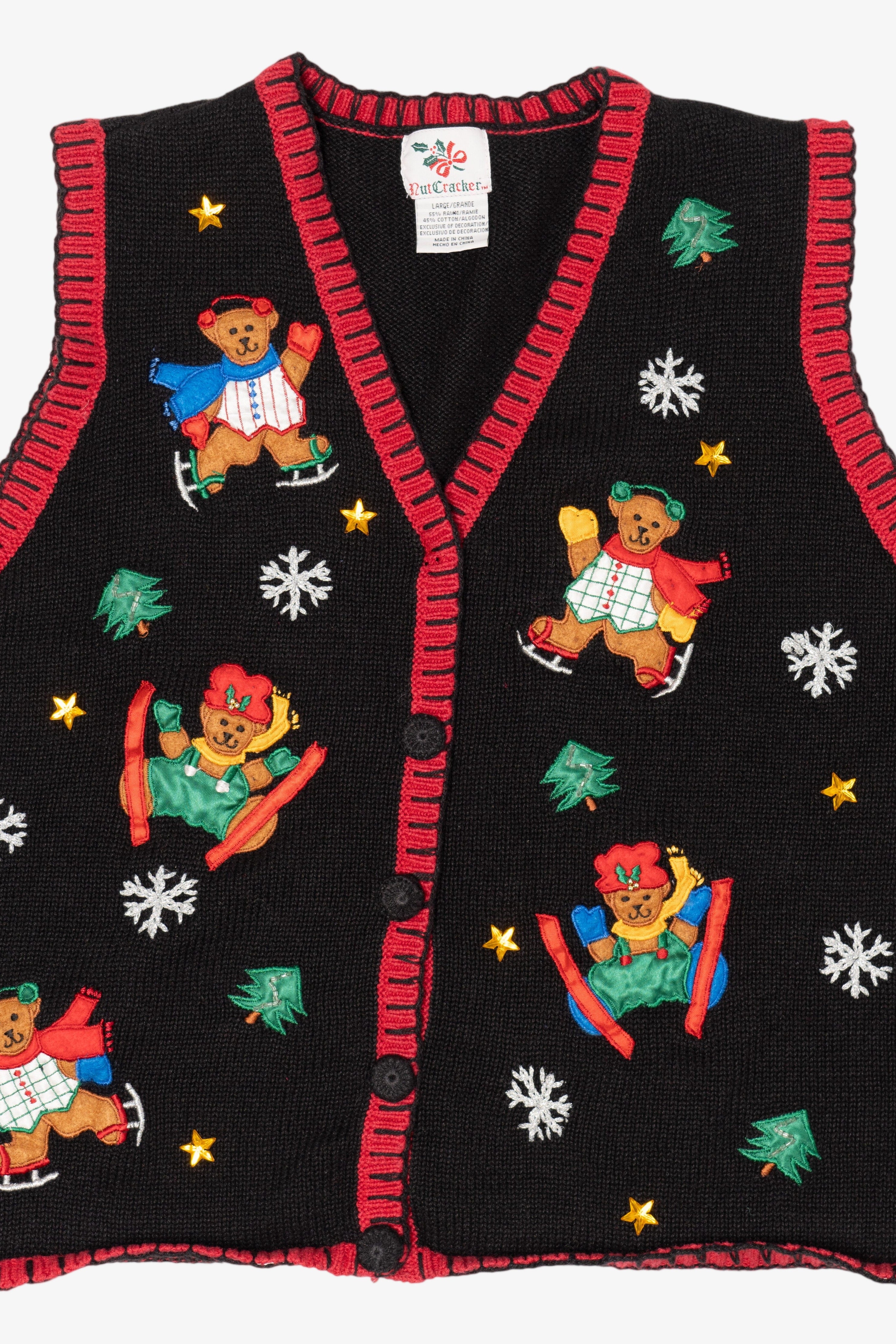 Vintage Black Nutcracker Bears Ugly Christmas Vest (1990s)