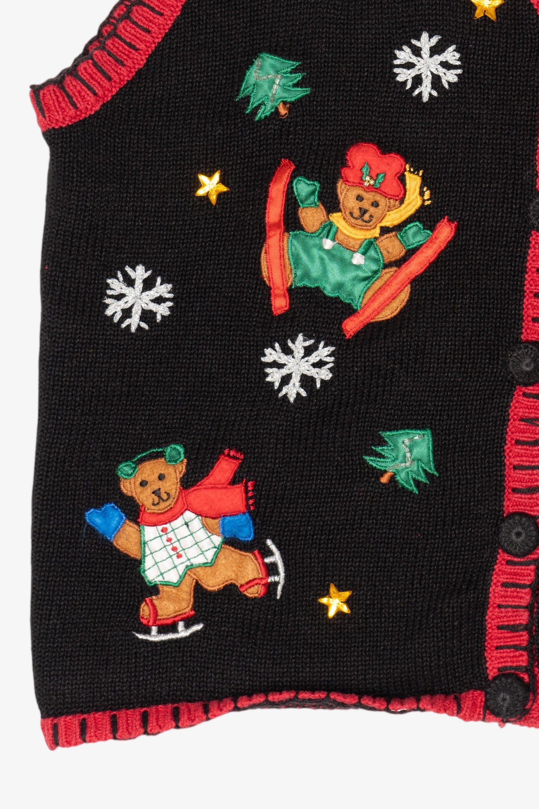 Vintage Black Nutcracker Bears Ugly Christmas Vest (1990s)