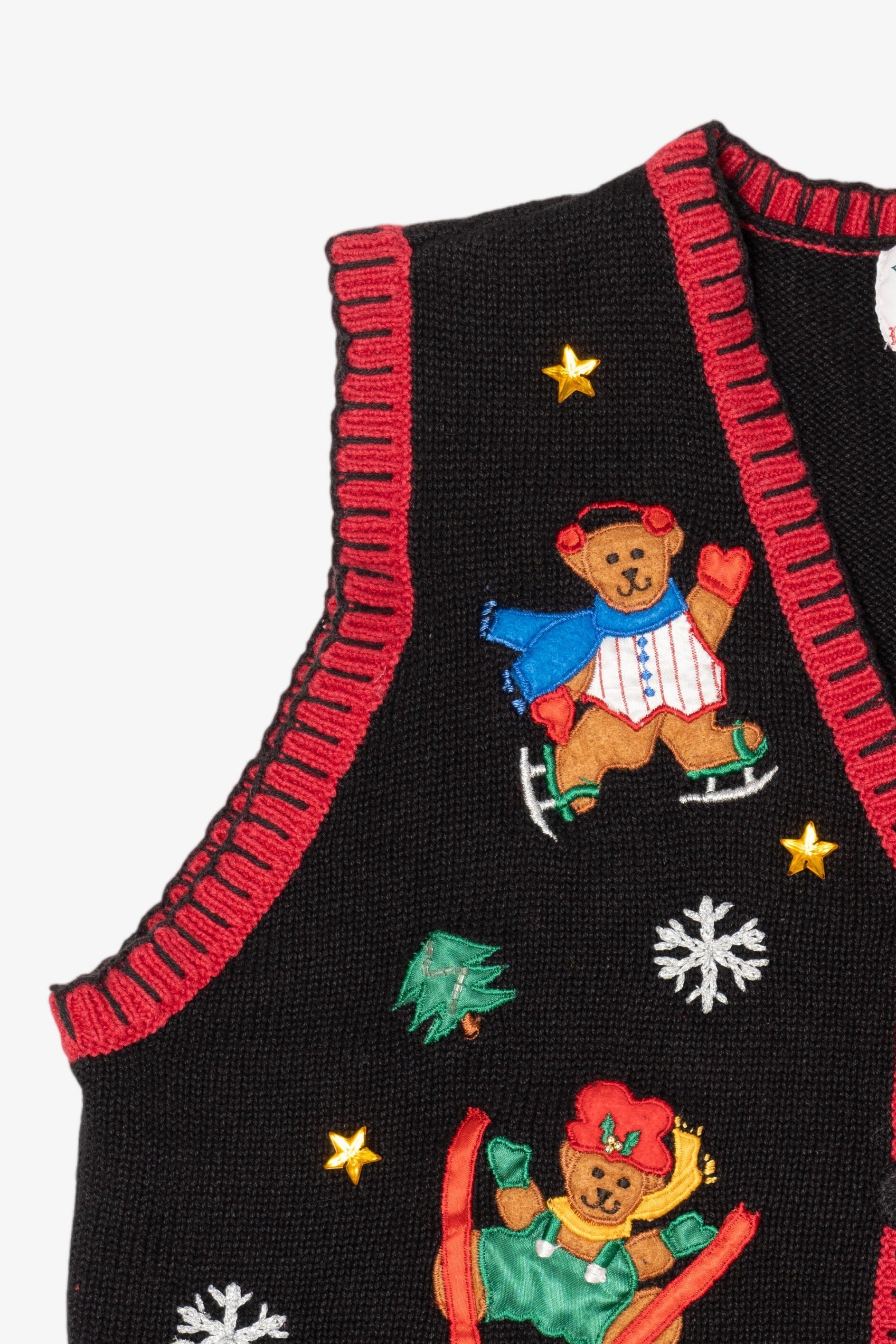 Vintage Black Nutcracker Bears Ugly Christmas Vest (1990s)