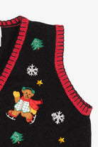 Vintage Black Nutcracker Bears Ugly Christmas Vest (1990s)