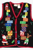 Vintage Black Bobbie Brooks Presents Ugly Christmas Vest (1990s)