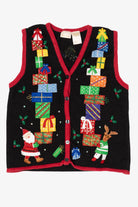 Vintage Black Bobbie Brooks Presents Ugly Christmas Vest (1990s)