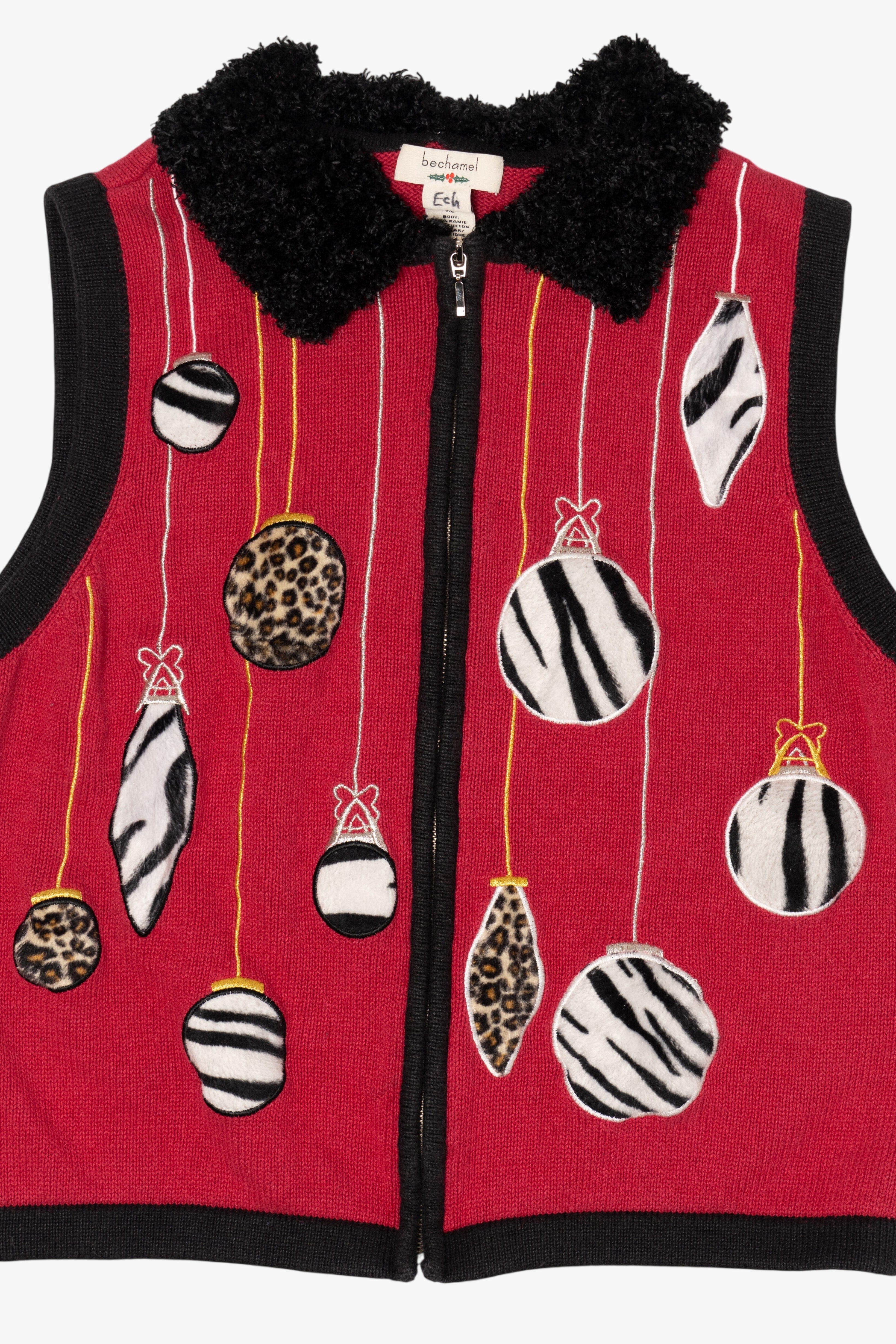 Vintage Red Bechamel Ornaments Ugly Christmas Vest (1990s)