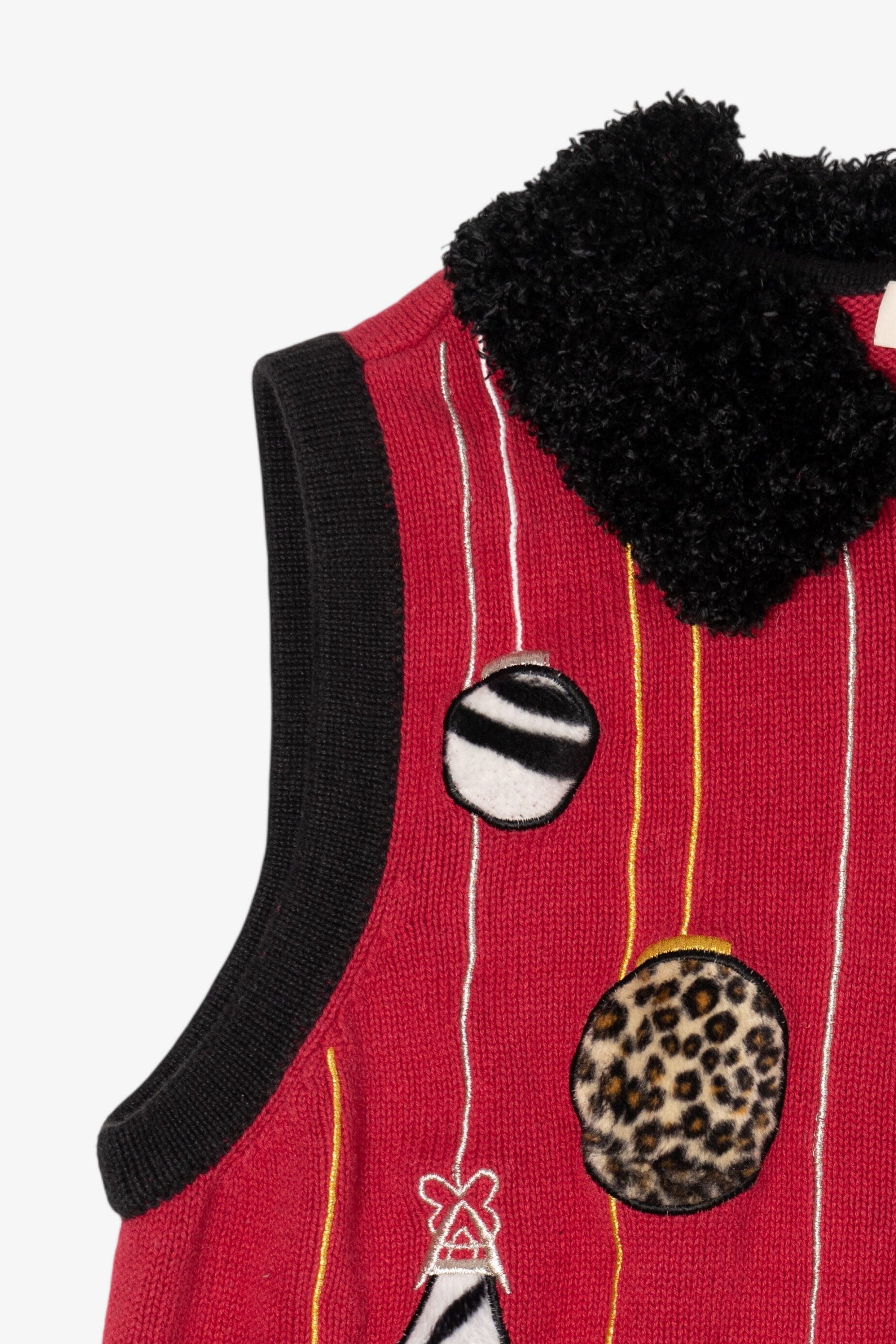 Vintage Red Bechamel Ornaments Ugly Christmas Vest (1990s)