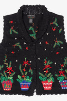 Vintage Black Hampshire Studio Holly Ugly Christmas Vest (1990s)