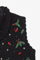 Vintage Black Hampshire Studio Holly Ugly Christmas Vest (1990s)