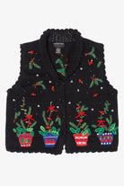 Vintage Black Hampshire Studio Holly Ugly Christmas Vest (1990s)