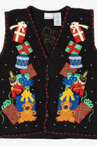 Vintage Black Bobbie Brooks Presents Ugly Christmas Vest (1990s)