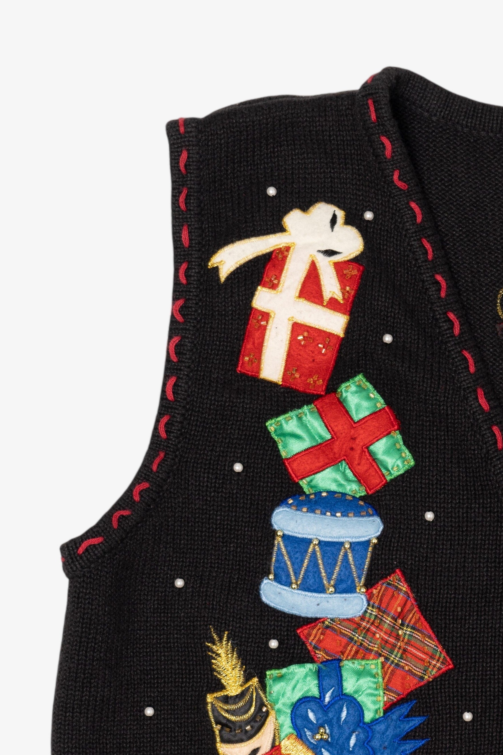 Vintage Black Bobbie Brooks Presents Ugly Christmas Vest (1990s)