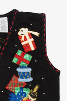 Vintage Black Bobbie Brooks Presents Ugly Christmas Vest (1990s)