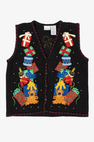 Vintage Black Bobbie Brooks Presents Ugly Christmas Vest (1990s)