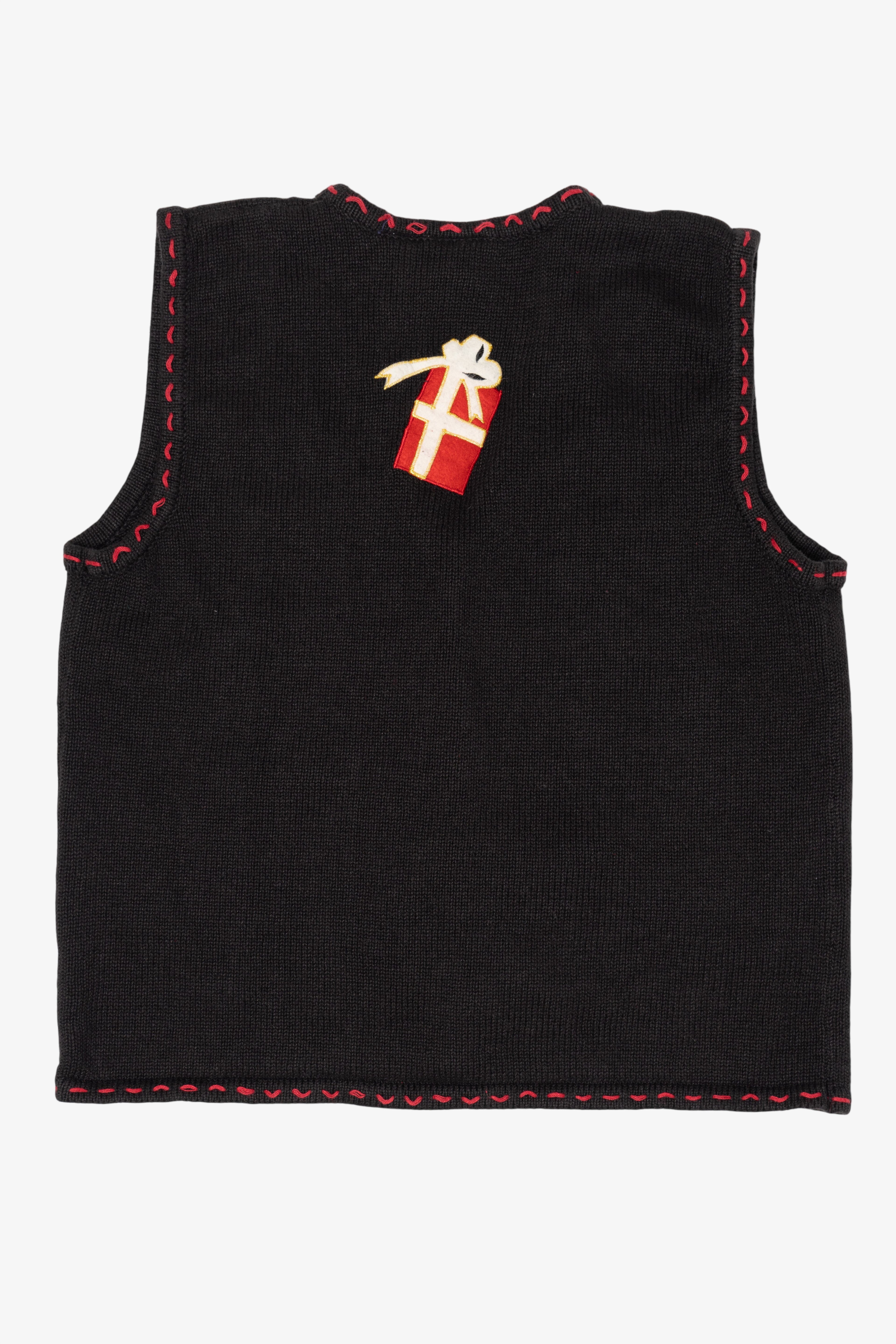 Vintage Black Bobbie Brooks Presents Ugly Christmas Vest (1990s)