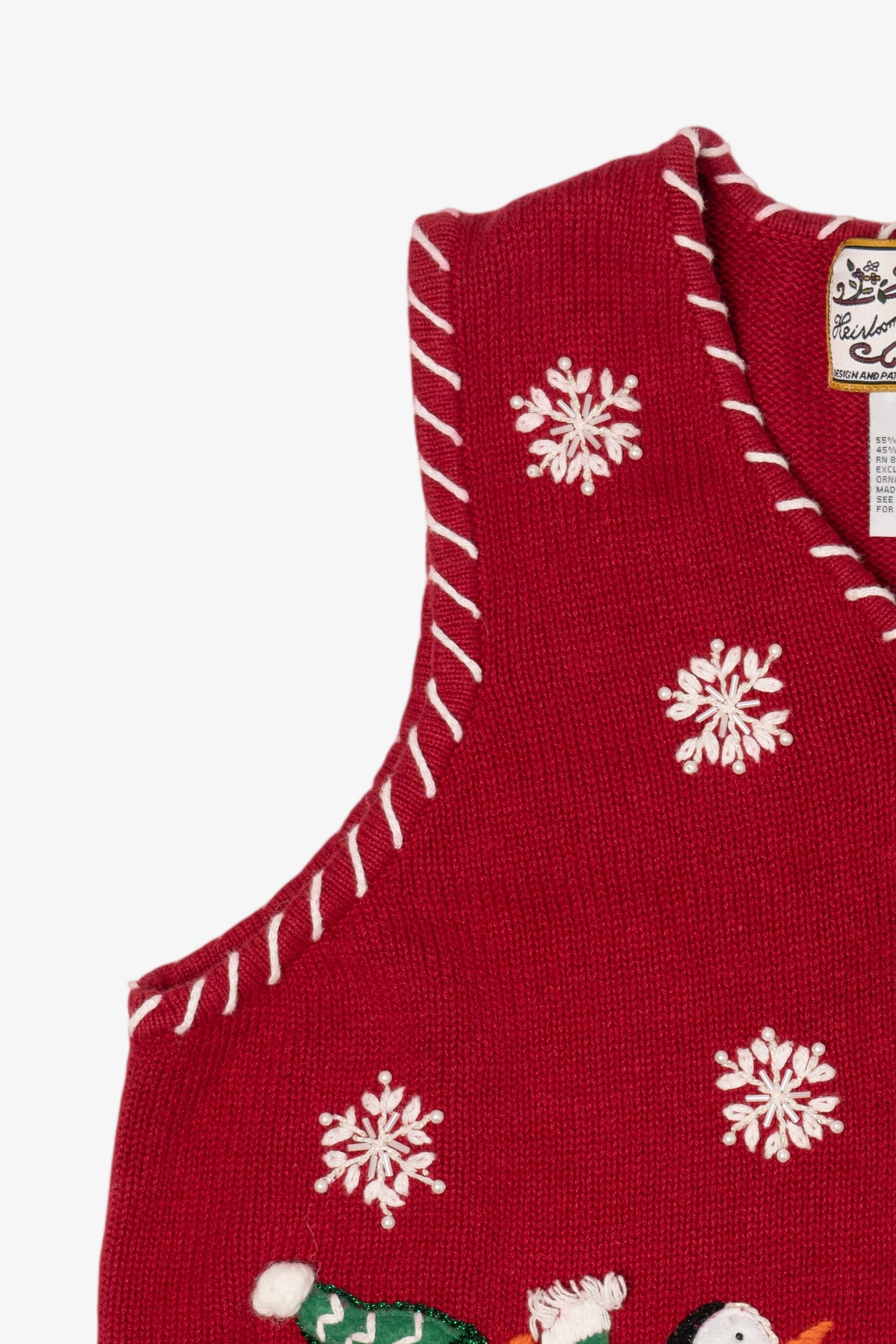 Vintage Red Heirloom Collectible Penguins Ugly Christmas Vest (2000s)