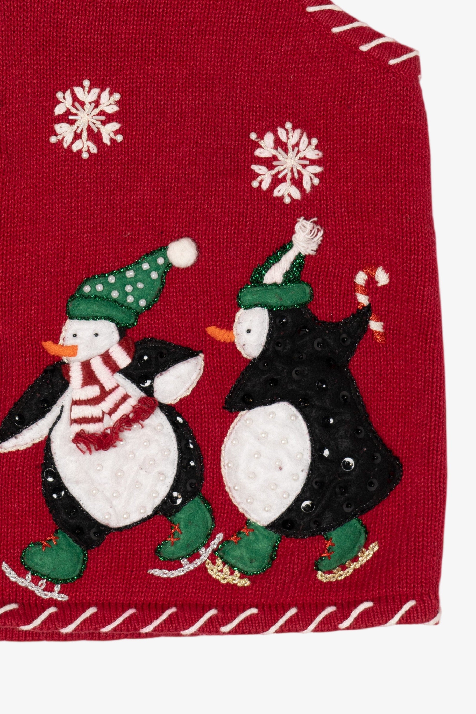 Vintage Red Heirloom Collectible Penguins Ugly Christmas Vest (2000s)