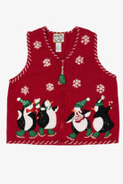Vintage Red Heirloom Collectible Penguins Ugly Christmas Vest (2000s)