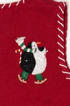 Vintage Red Heirloom Collectible Penguins Ugly Christmas Vest (2000s)