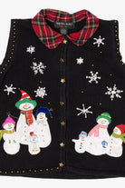 Vintage Black Hampshire Studio Snowmen Ugly Christmas Vest (1990s)