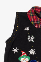 Vintage Black Hampshire Studio Snowmen Ugly Christmas Vest (1990s)