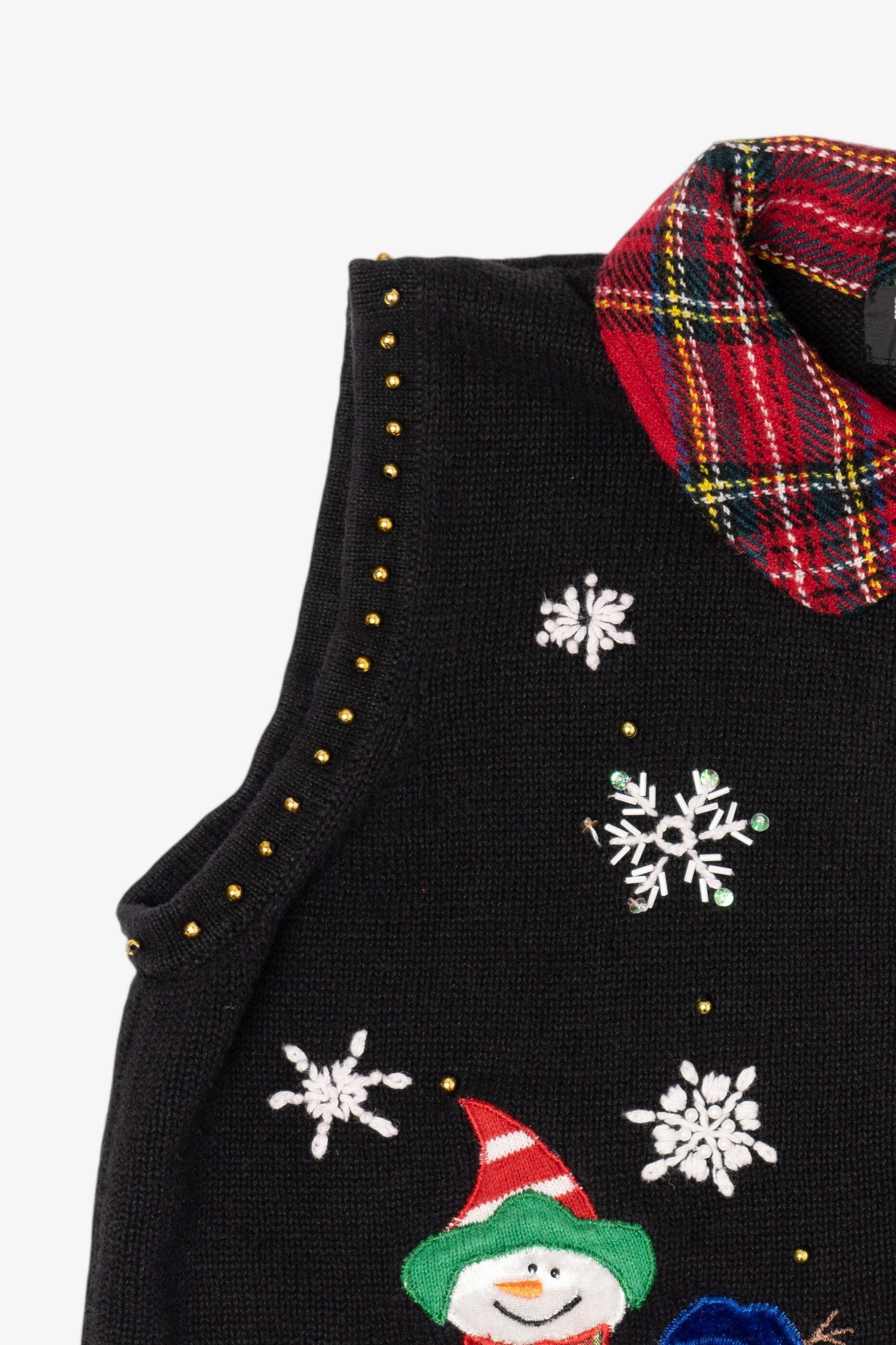 Vintage Black Hampshire Studio Snowmen Ugly Christmas Vest (1990s)