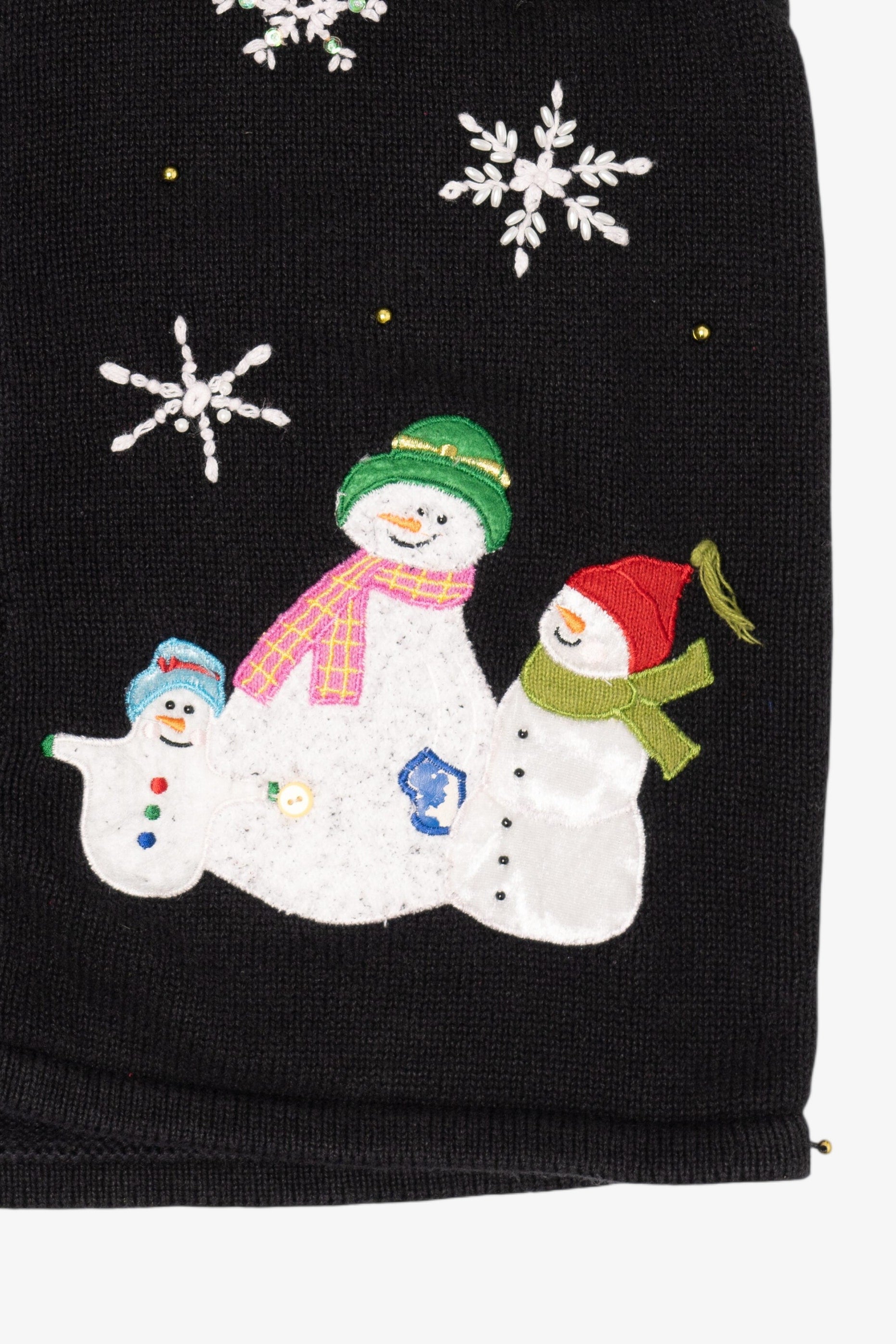 Vintage Black Hampshire Studio Snowmen Ugly Christmas Vest (1990s)