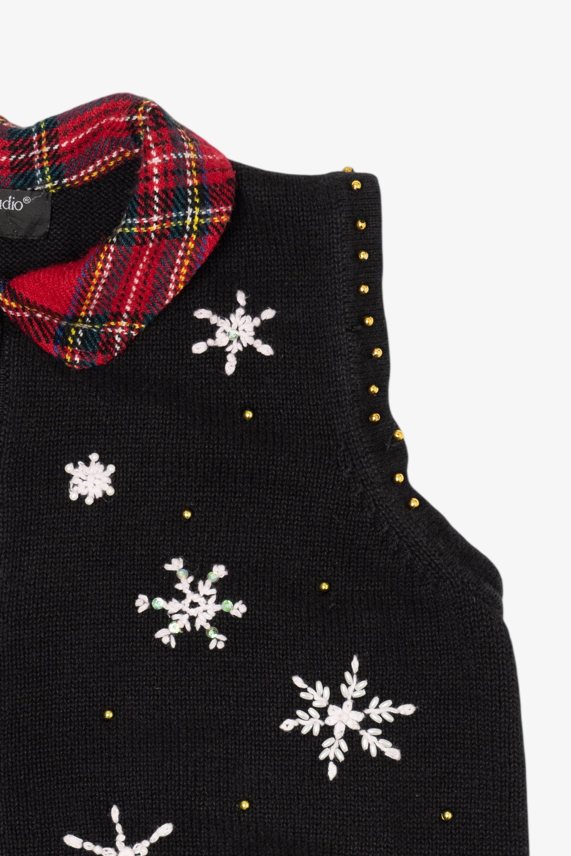 Vintage Black Hampshire Studio Snowmen Ugly Christmas Vest (1990s)