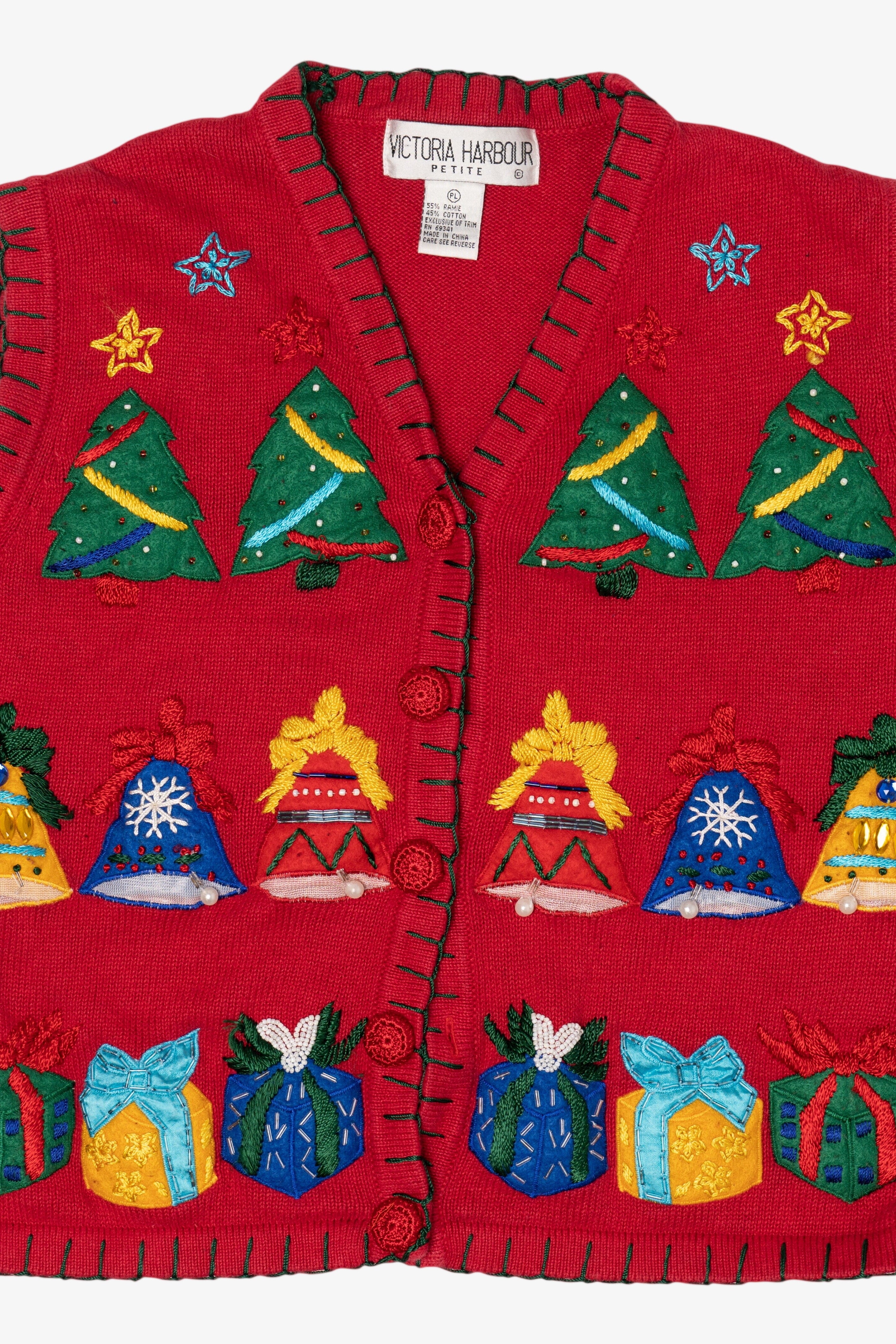 Vintage Red Victoria Harbour Ugly Christmas Vest (1990s)