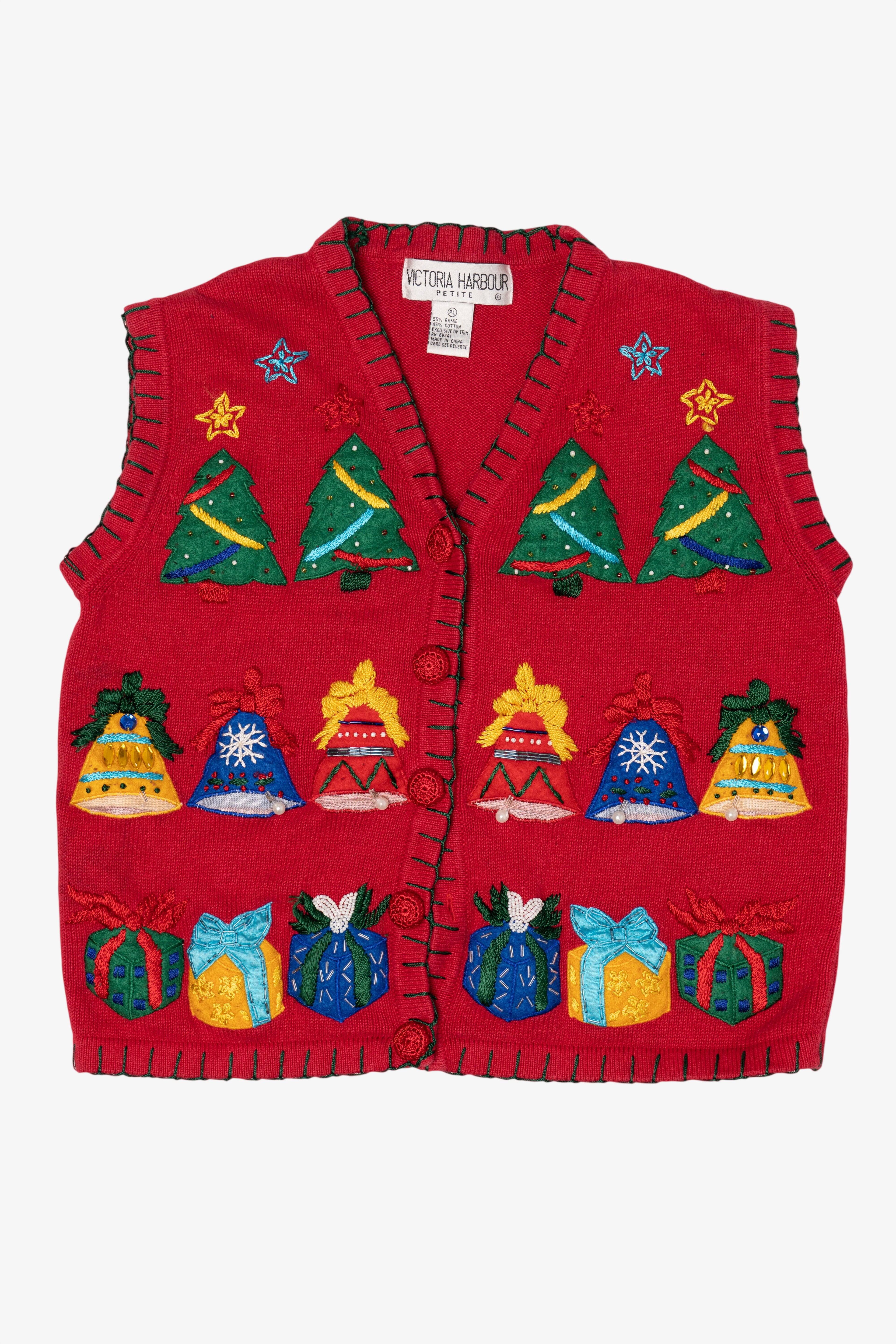 Vintage Red Victoria Harbour Ugly Christmas Vest (1990s)