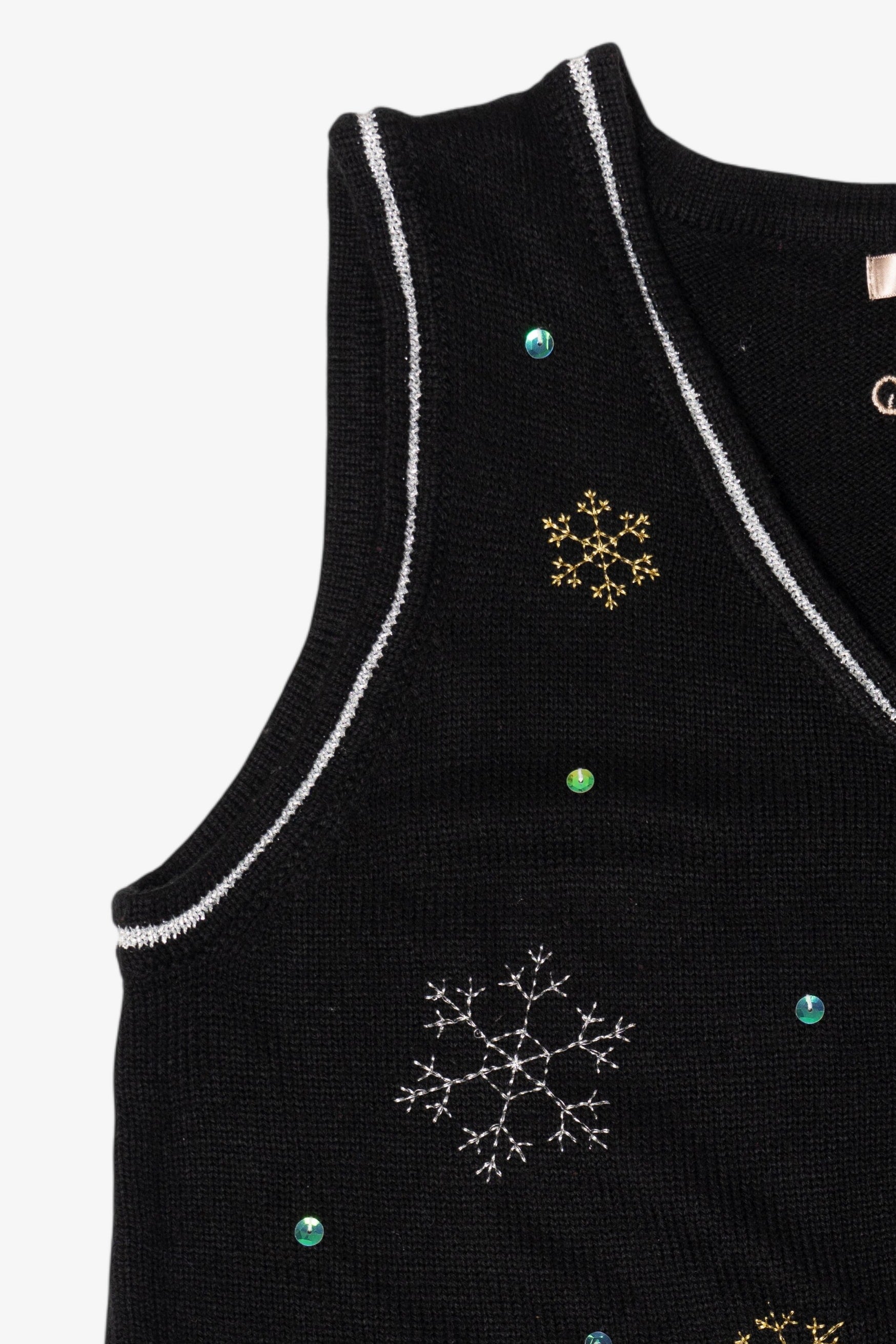 Vintage Black White Stag Reindeer Ugly Christmas Vest (1990s)