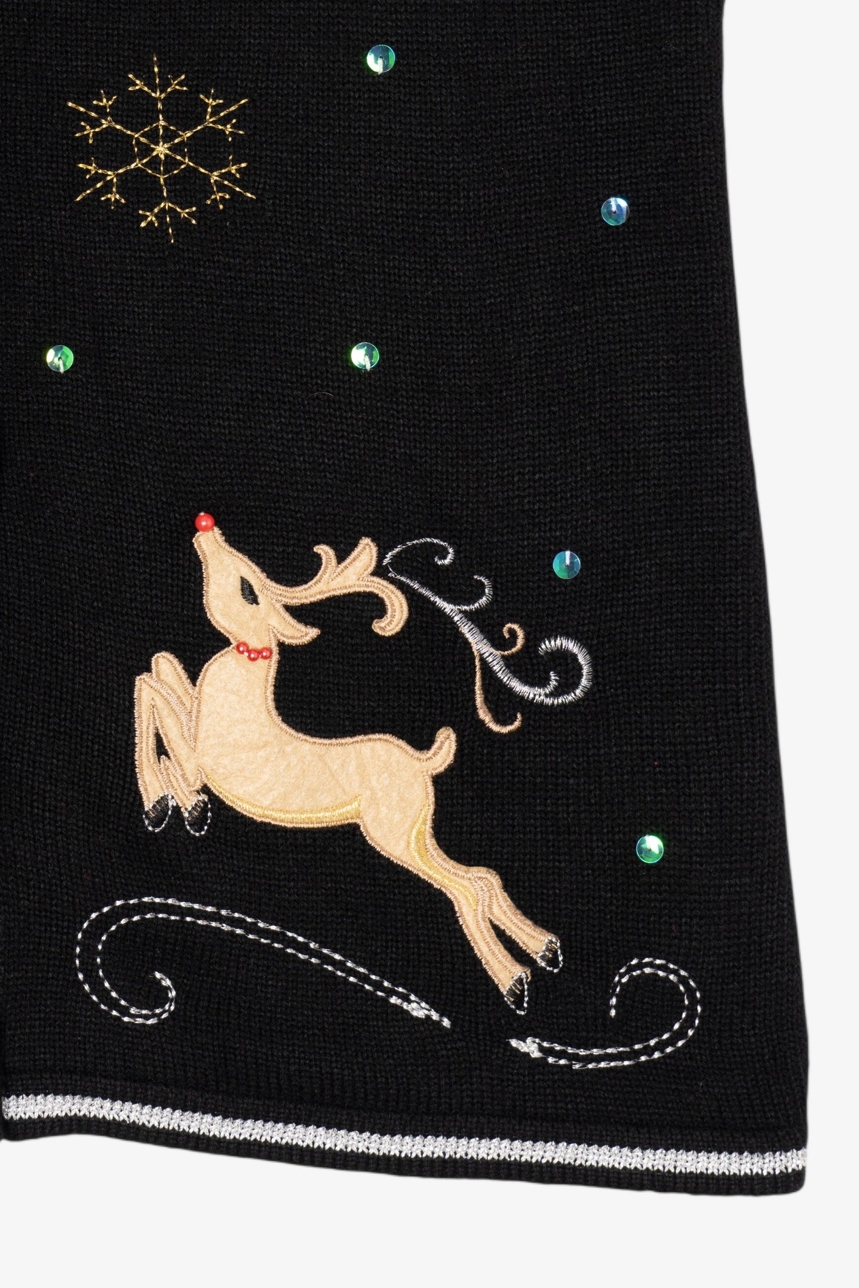 Vintage Black White Stag Reindeer Ugly Christmas Vest (1990s)