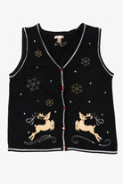 Vintage Black White Stag Reindeer Ugly Christmas Vest (1990s)