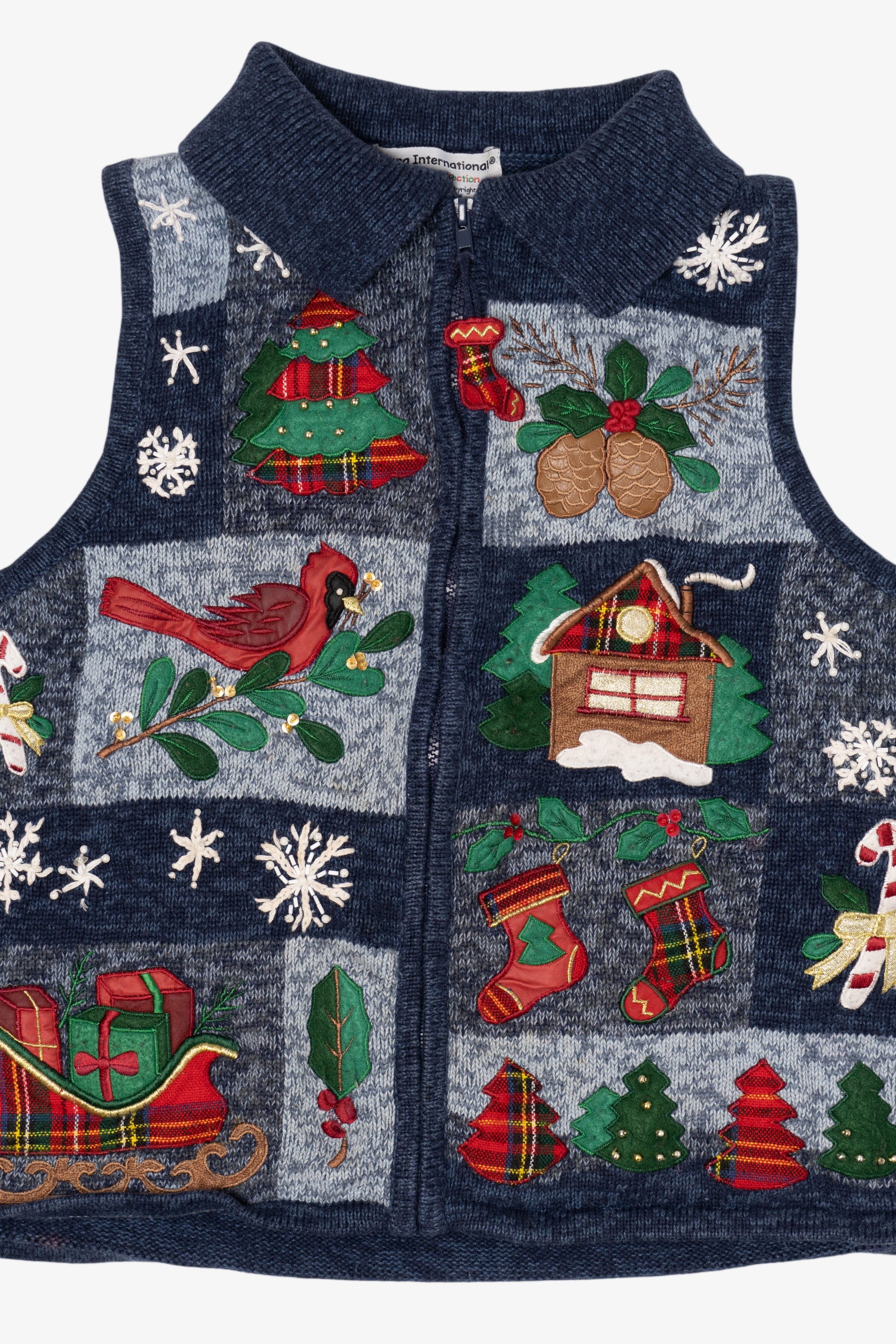 Vintage Blue Tiara International Ugly Christmas Vest (2000s)