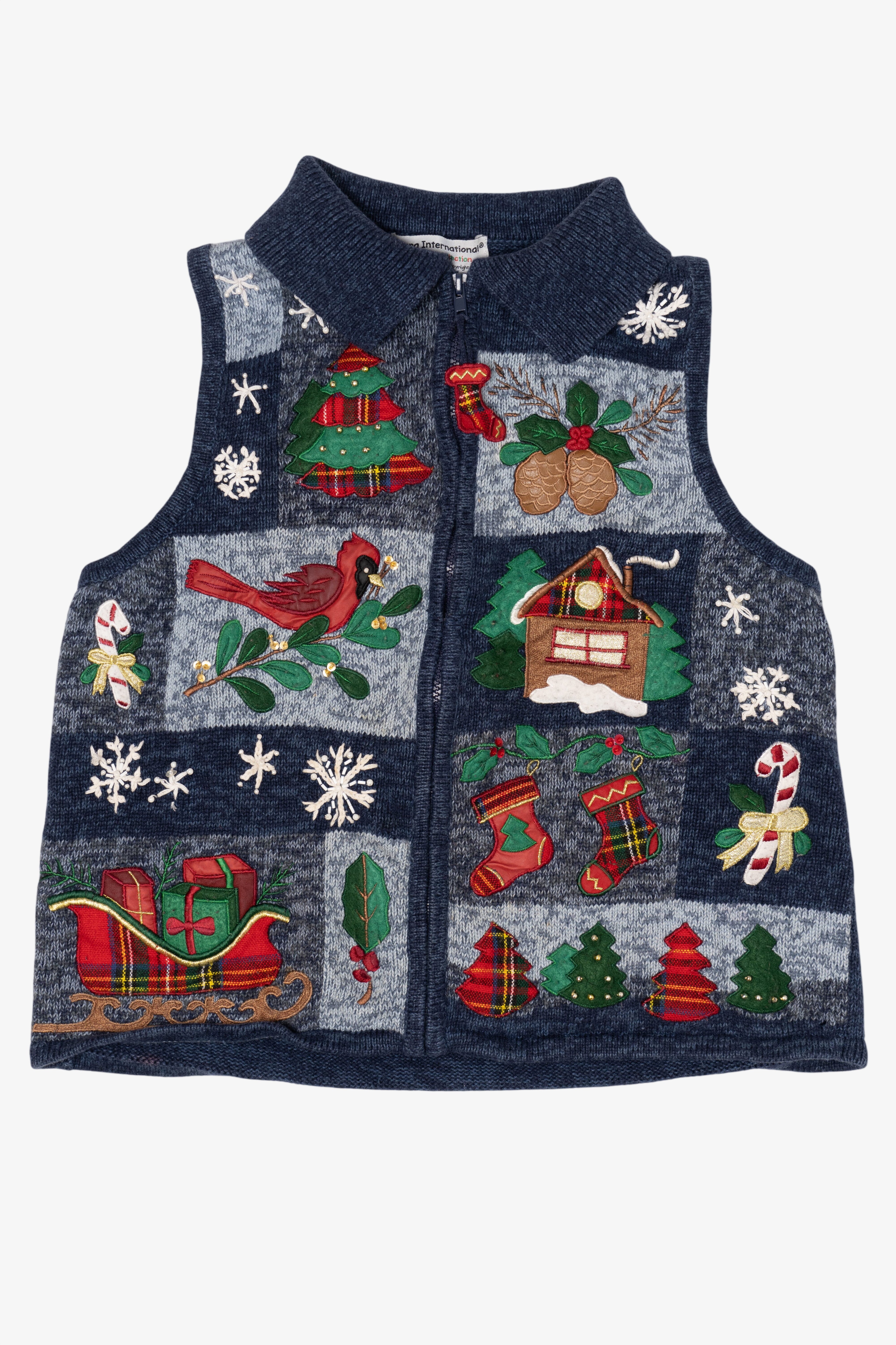 Vintage Blue Tiara International Ugly Christmas Vest (2000s)