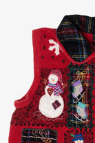 Vintage Red White Stag Patchwork Ugly Christmas Vest (1990s)