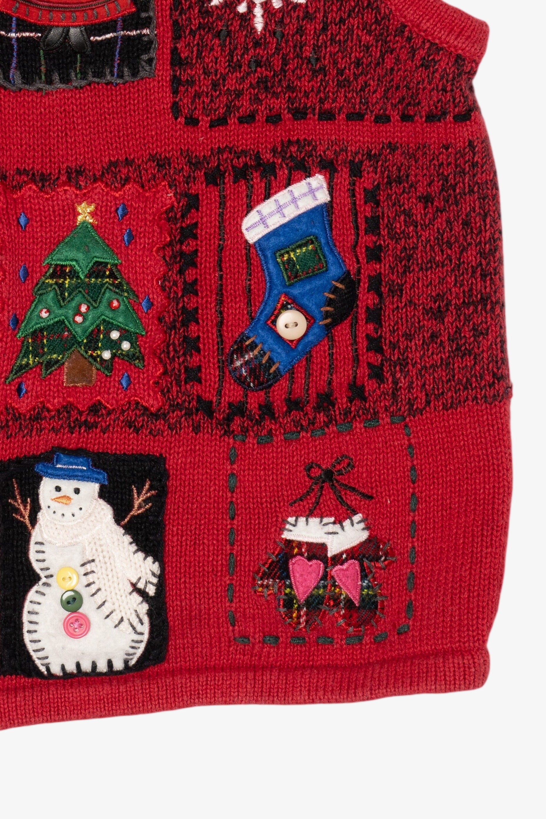 Vintage Red White Stag Patchwork Ugly Christmas Vest (1990s)