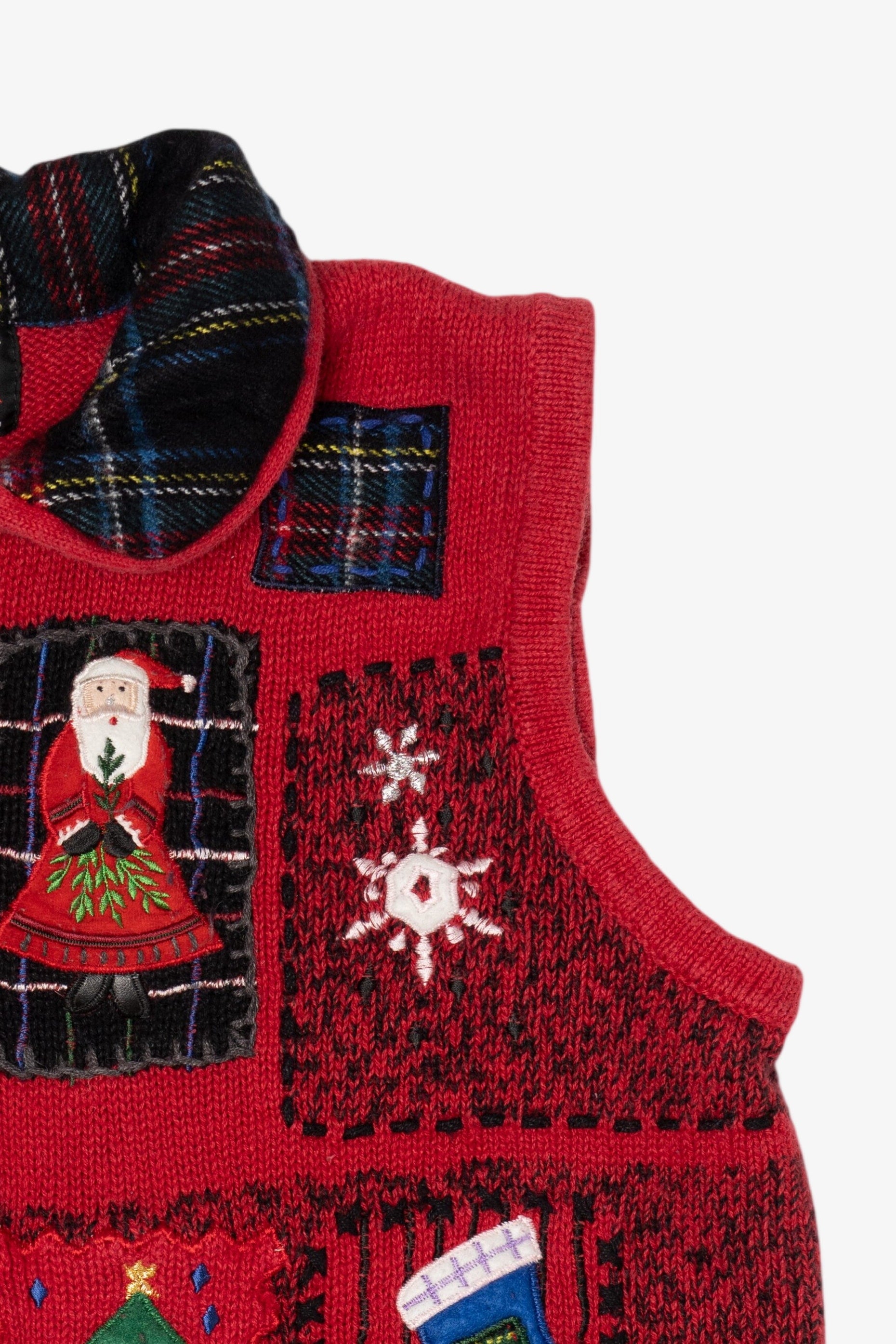 Vintage Red White Stag Patchwork Ugly Christmas Vest (1990s)