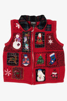 Vintage Red White Stag Patchwork Ugly Christmas Vest (1990s)
