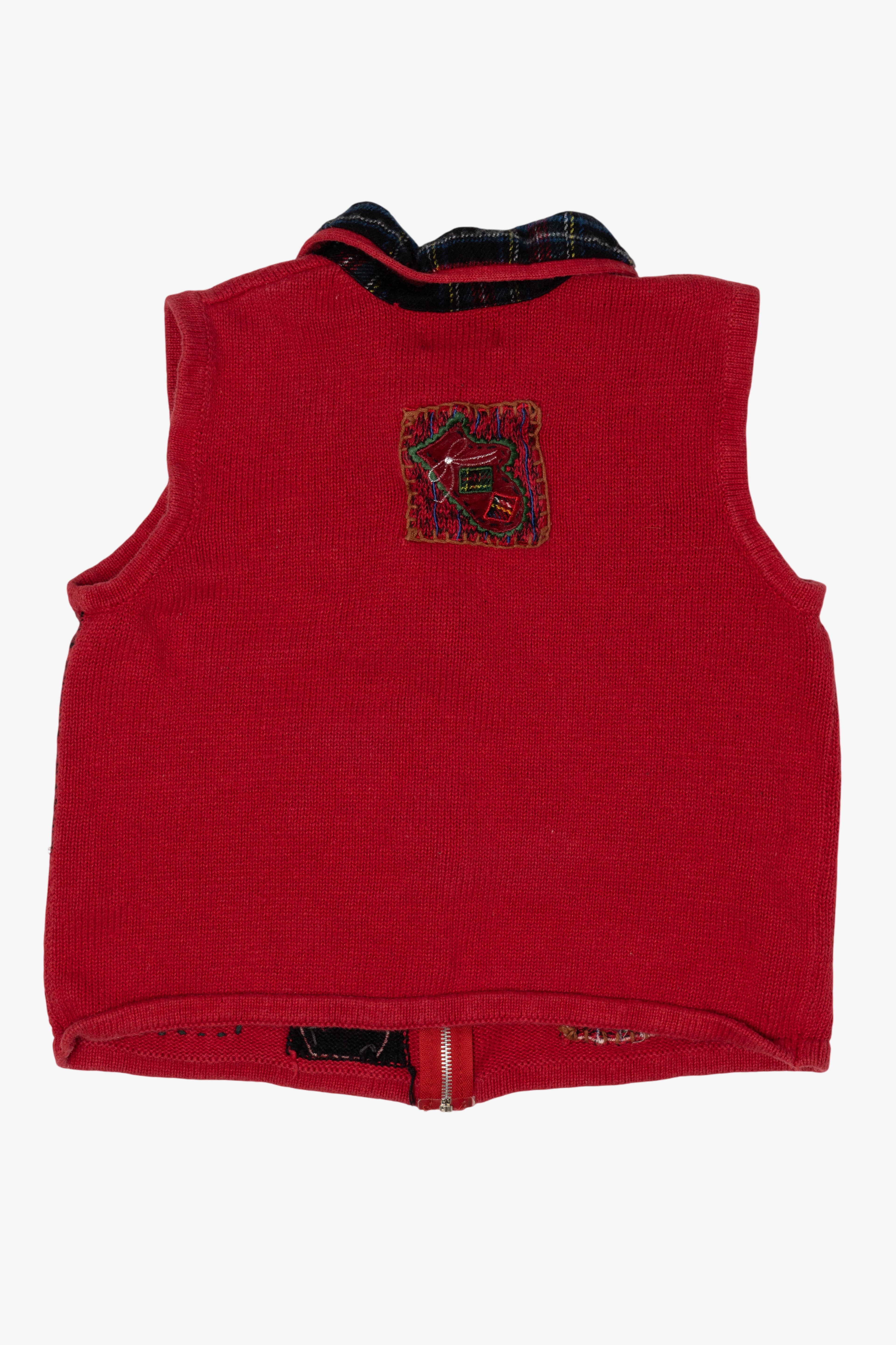 Vintage Red White Stag Patchwork Ugly Christmas Vest (1990s)