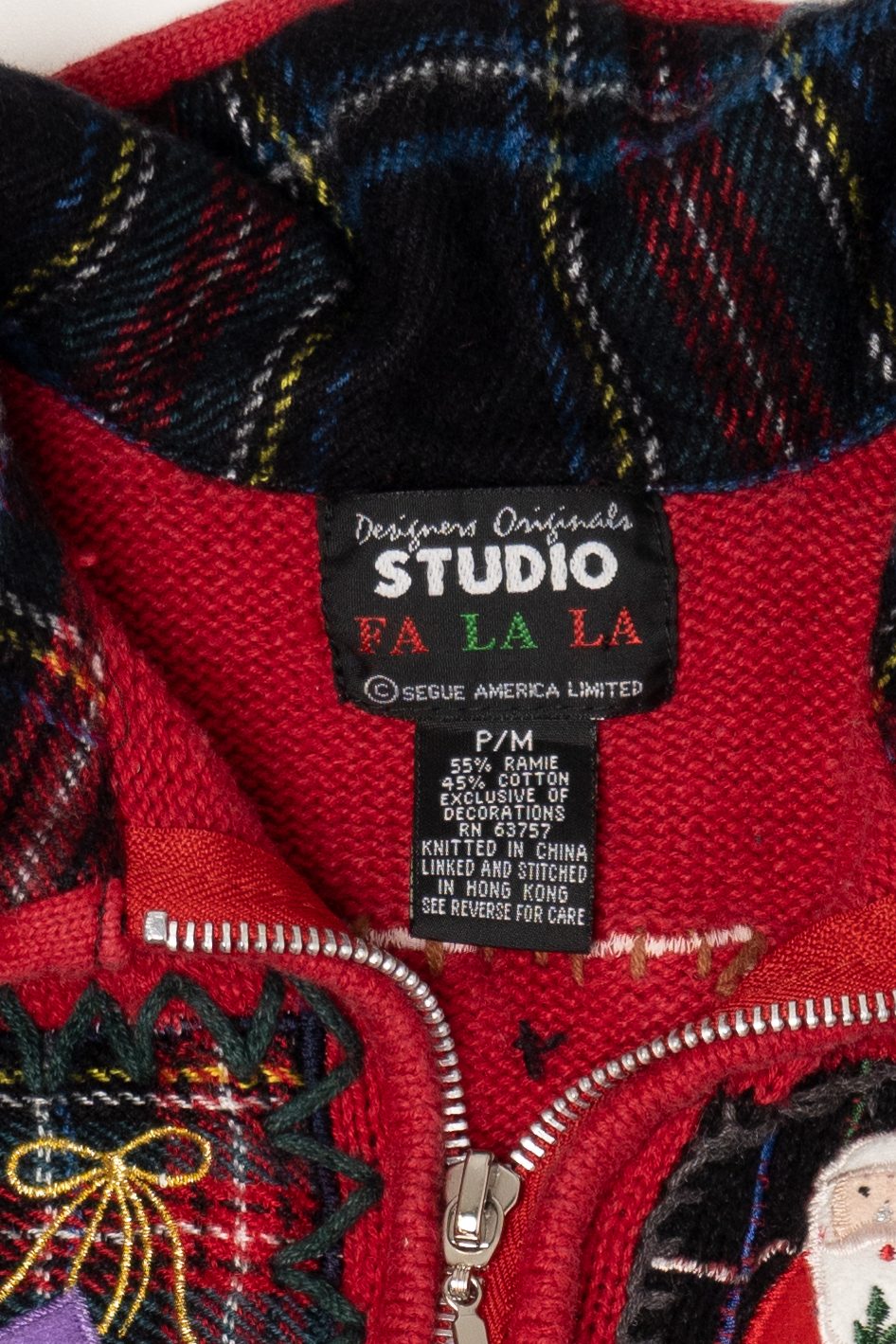 Vintage Red White Stag Patchwork Ugly Christmas Vest (1990s)